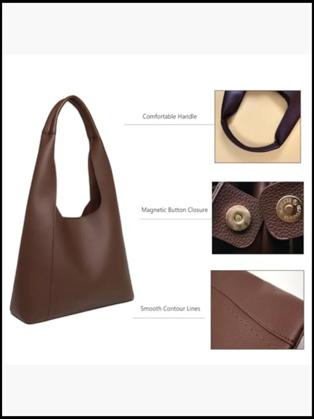 Slouchy Hobo Bag Soft Vegan Leather Large Tote Shoulder Purse Set of 2